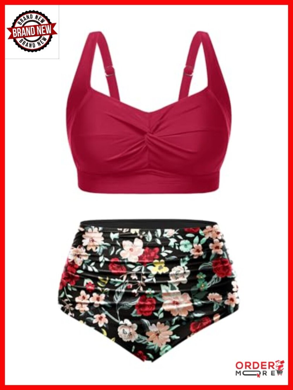 Tummy Control High Waisted Bikini Set Two Piece Swimsuit Plus Size Bathing Suits